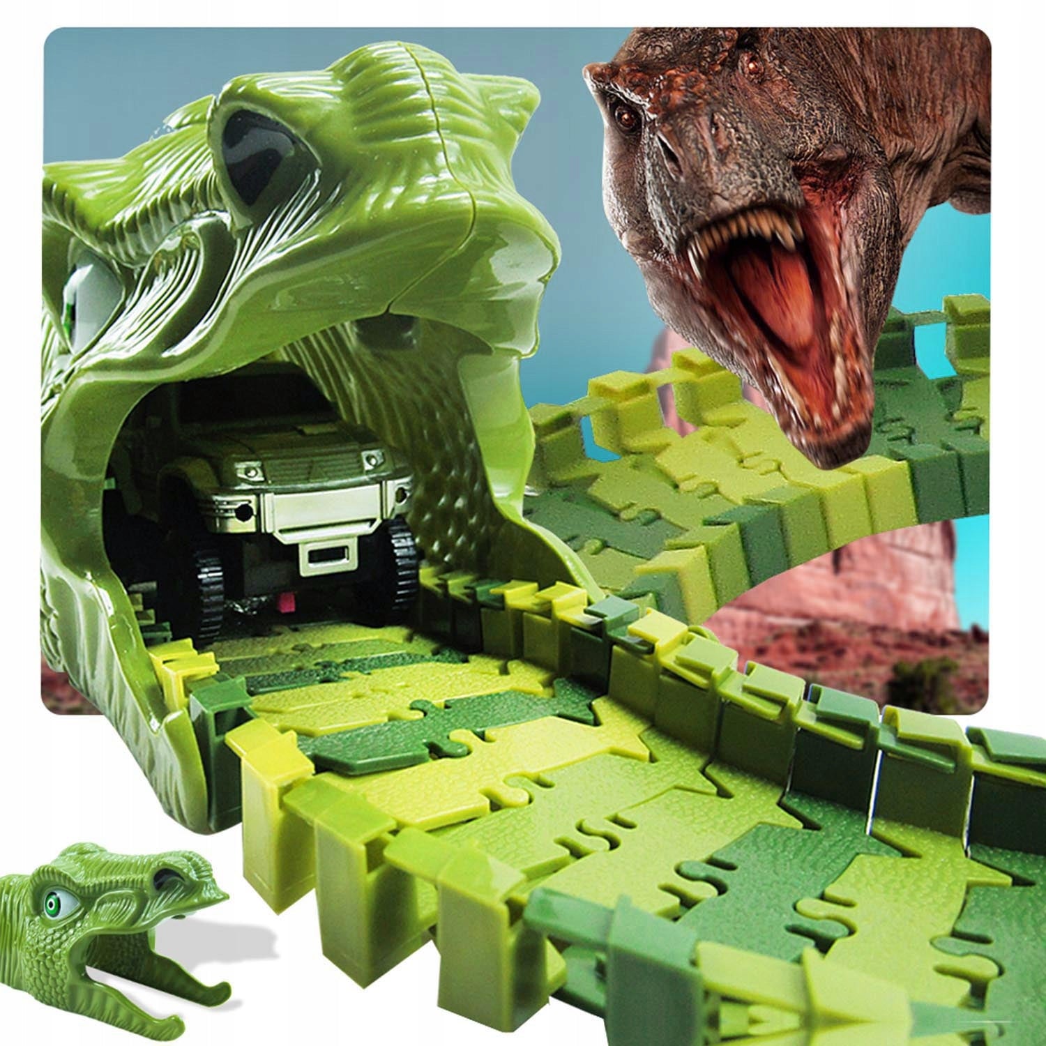 Circuit masinute Dinosaur Park, cu 240 de segmente, pista configurabila de 360cm