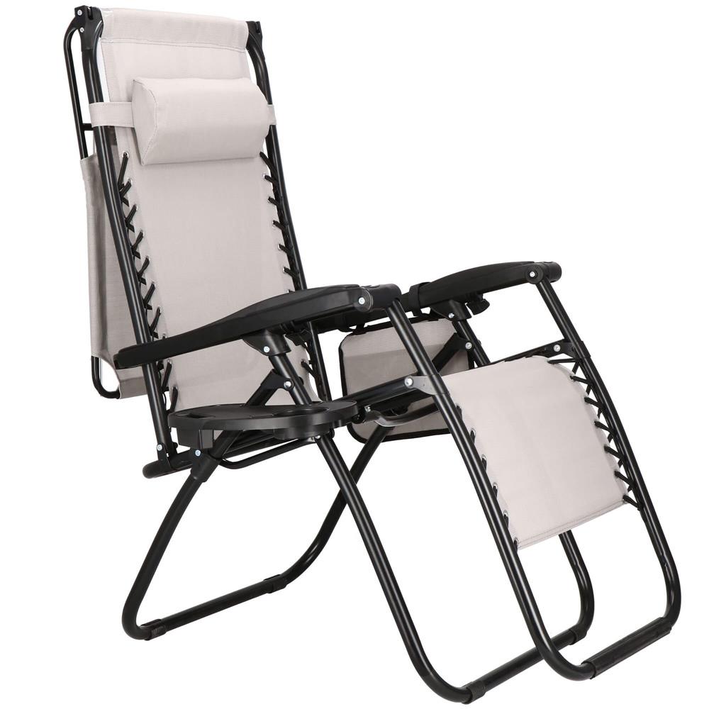 Sezlong pliabil SERSIMO GC11, Relax Zero Gravity cu parasolar, 175cm, gri