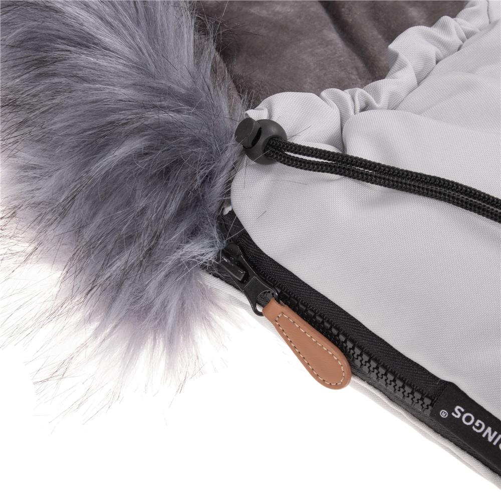 Sac iarna de bebelusi pentru carucior, marime universala, cu gluga, 90x45cm, gri