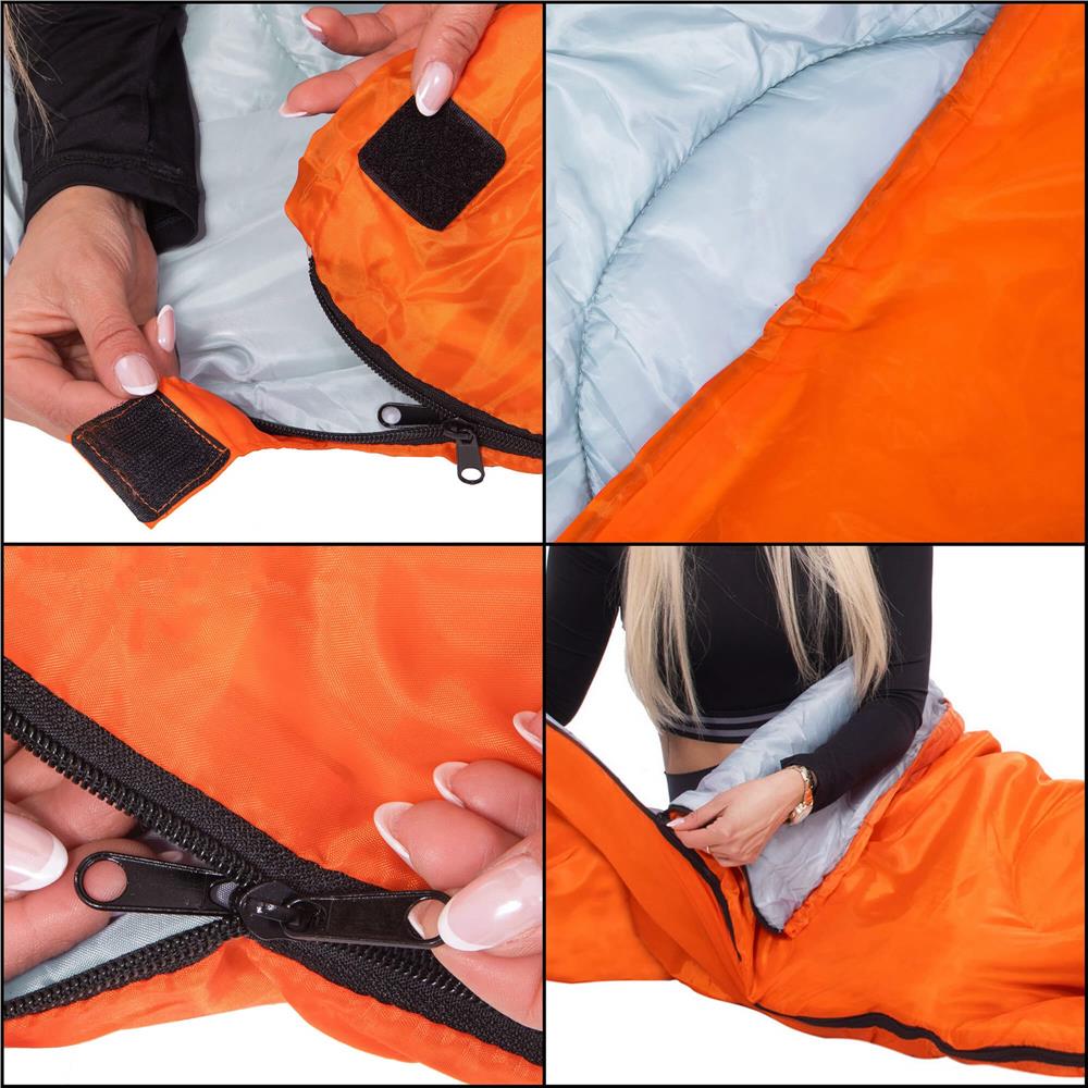 Sac de dormit tip mumie, cu geanta de transport, 175x73cm, 8-20grade, portocaliu