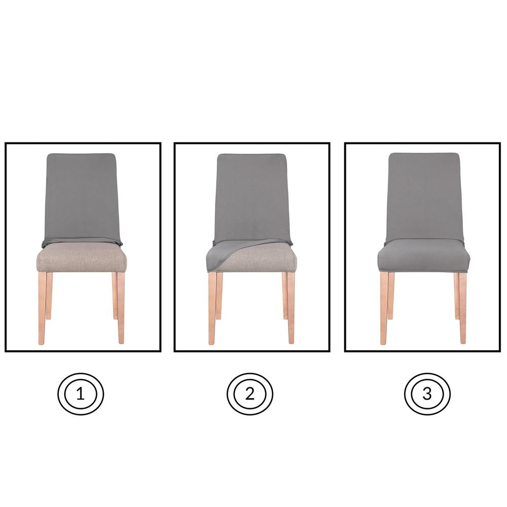 Set 4 huse universale pentru scaun, marime universala, poliester si spandex, 45 cm x 60 cm, gri