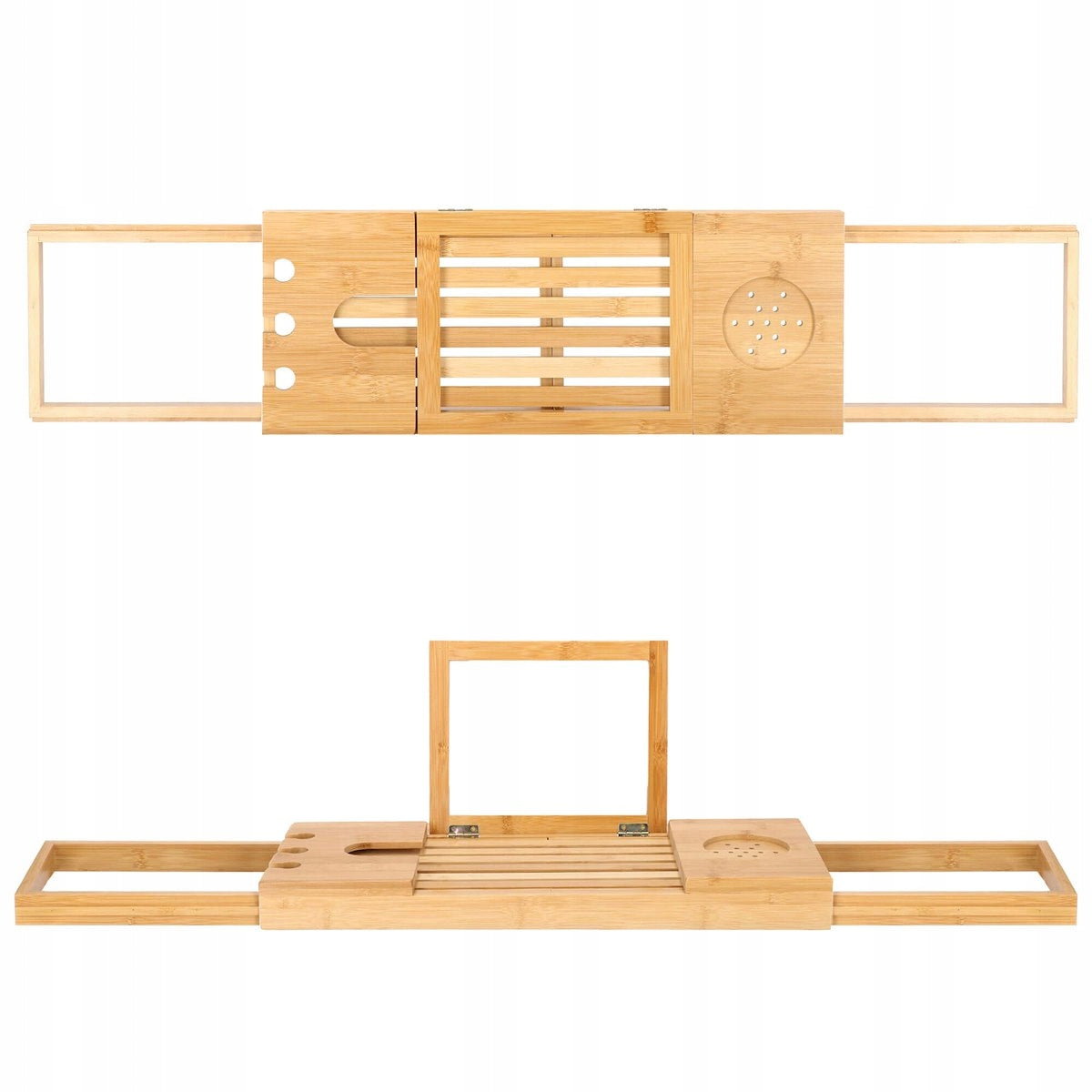 Raft cu tava pentru cada din bambus natural Sersimo 1023, extensibila, 50-93x15cm