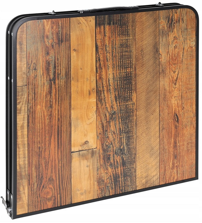 Masa camping pliabila cu cadru din aluminiu, blat MDF, 120x60cm, inaltime reglabila, maro