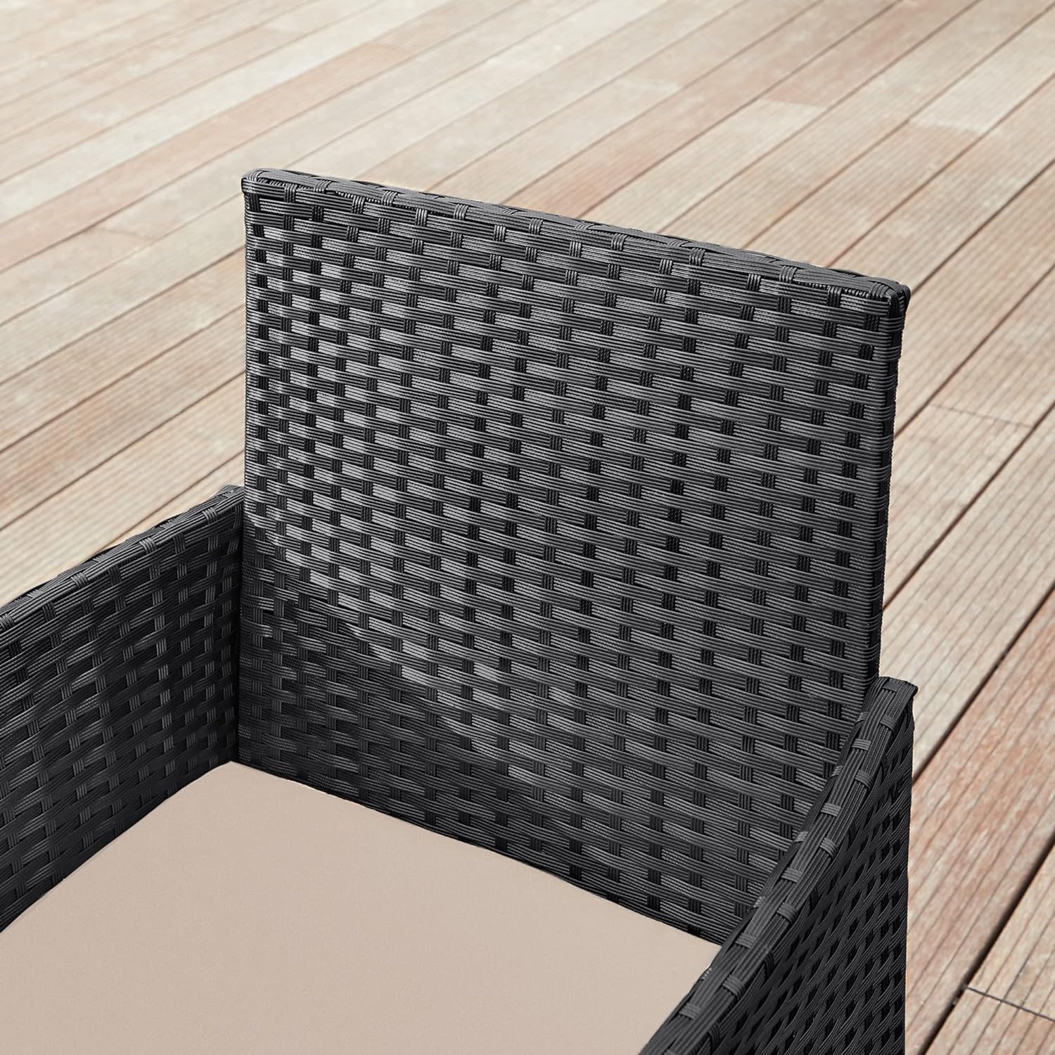 SONGMICS Set de mobilier pentru terasa sau balcon, din poliratan PE, masa, canapea si 2 scaune, negru - 4