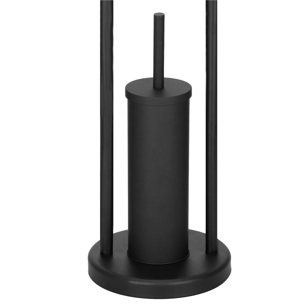 Stand cu perie WC si suport hartie igienica, metal, 80cm, negru mat