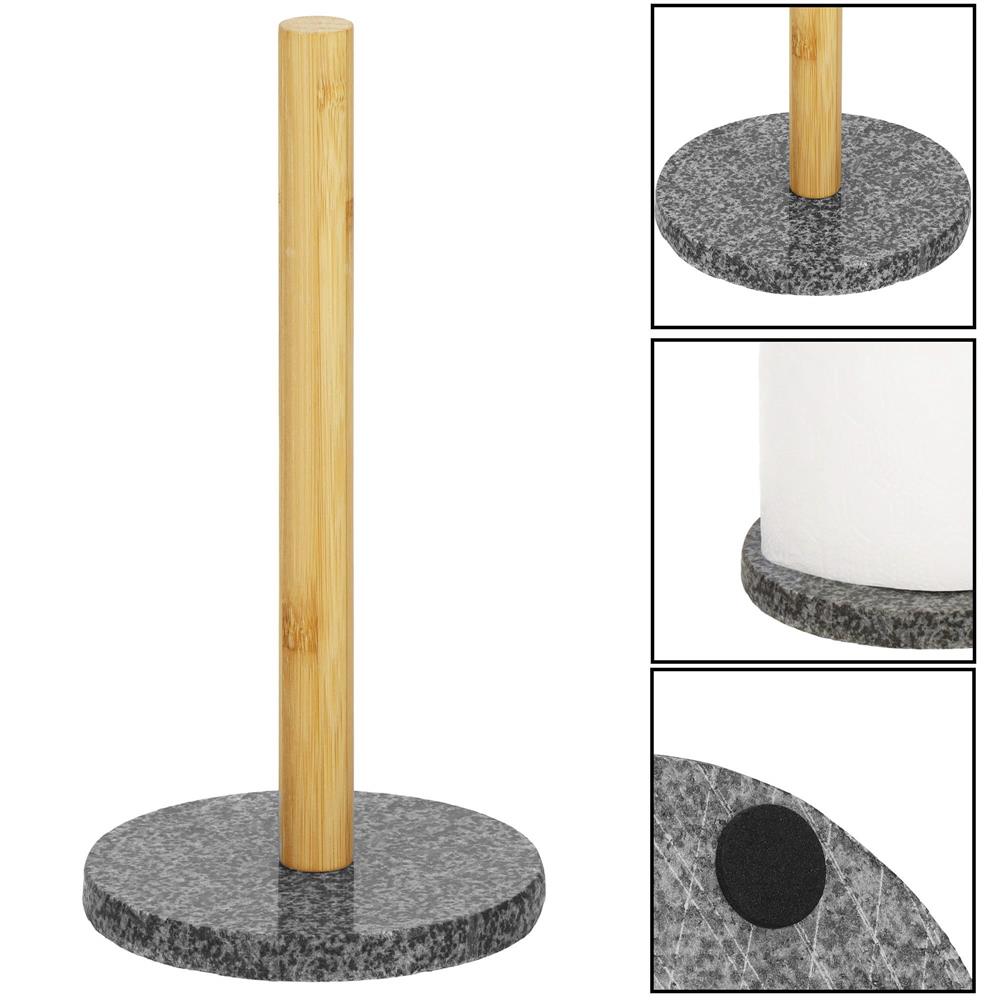 Suport prosoape de bucatarie din bambus cu suport de granit, 29cm