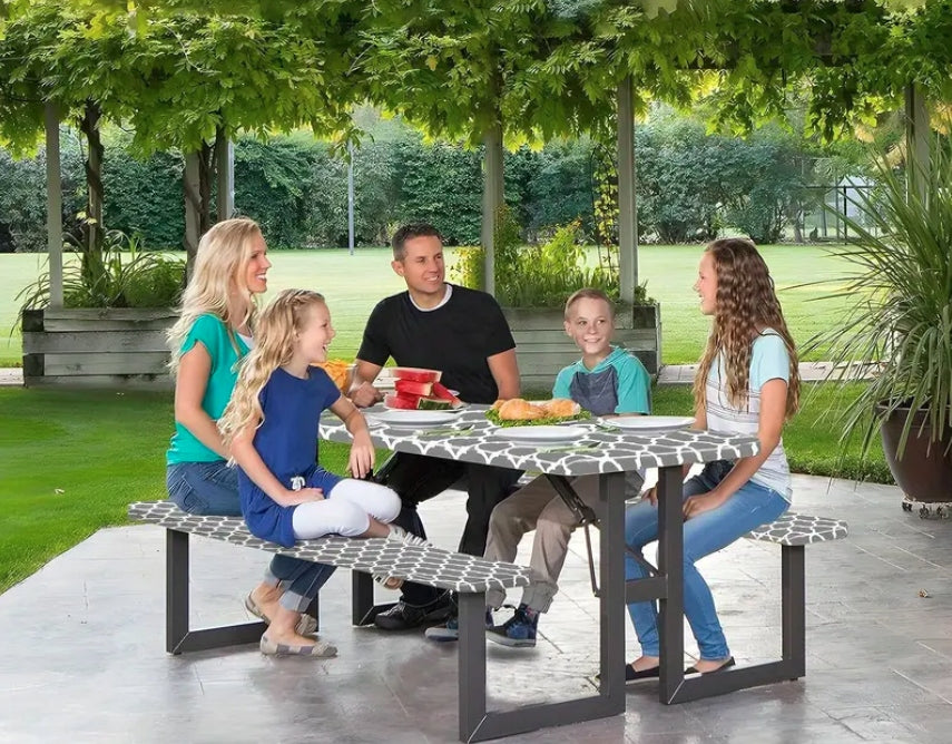 Husa pentru set mobilier gradina, 1 masa si 2 banci, impermeabila, 76x183cm, gri