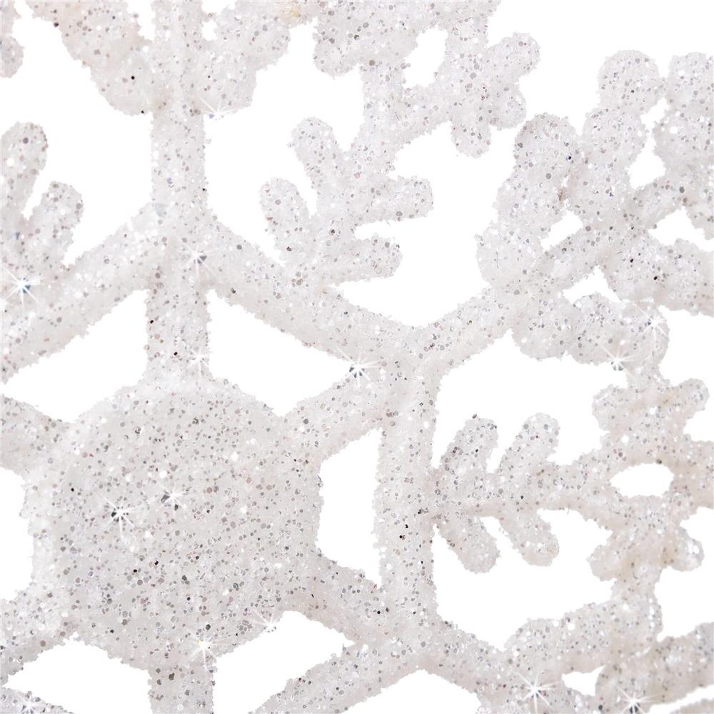 Decoratiune brad fulg de zapada, 13cm, alb cu sclipici