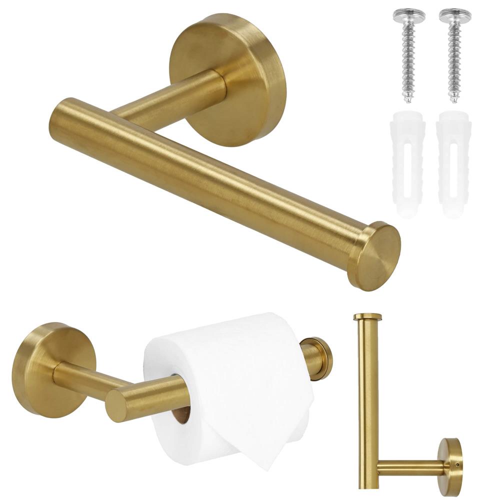 Suport hartie igienica din otel, sistem montare inclus, 16cm, auriu perlat