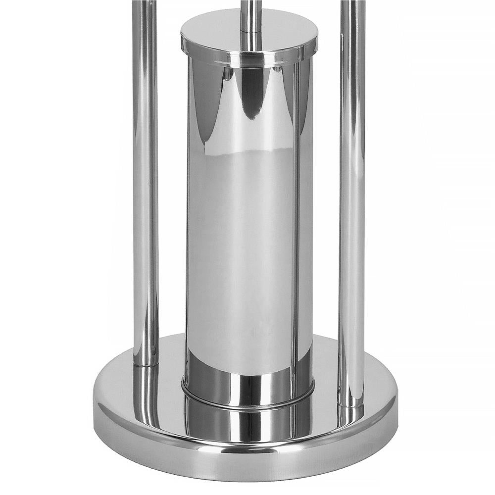 Stand cu perie WC si suport hartie igienica, inox, 80cm, argintiu cromat