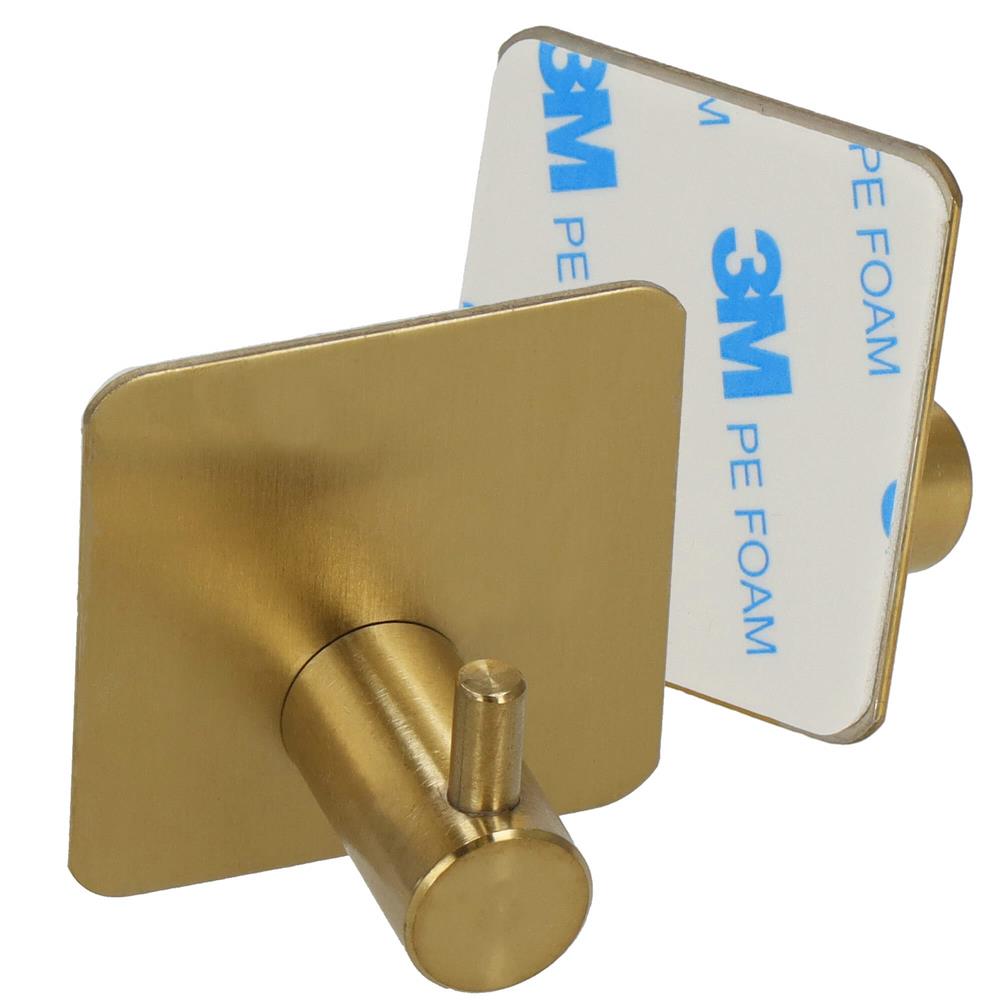 Set 4 agatatori tip cuier pentru baie, sistem fixare inclus, aluminiu, auriu
