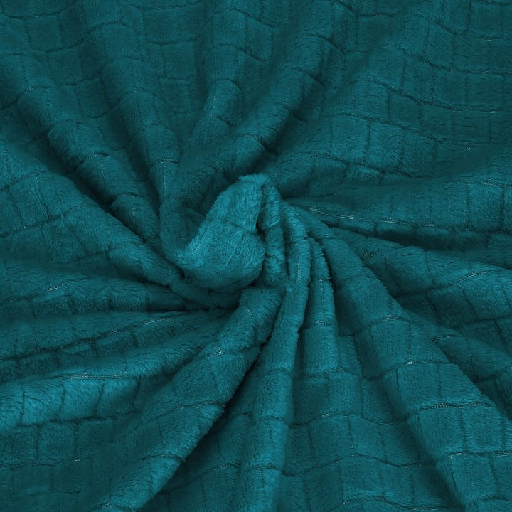 Patura pufoasa pentru 2 persoane, 2 fete, model in relief, 160x200cm, verde marin