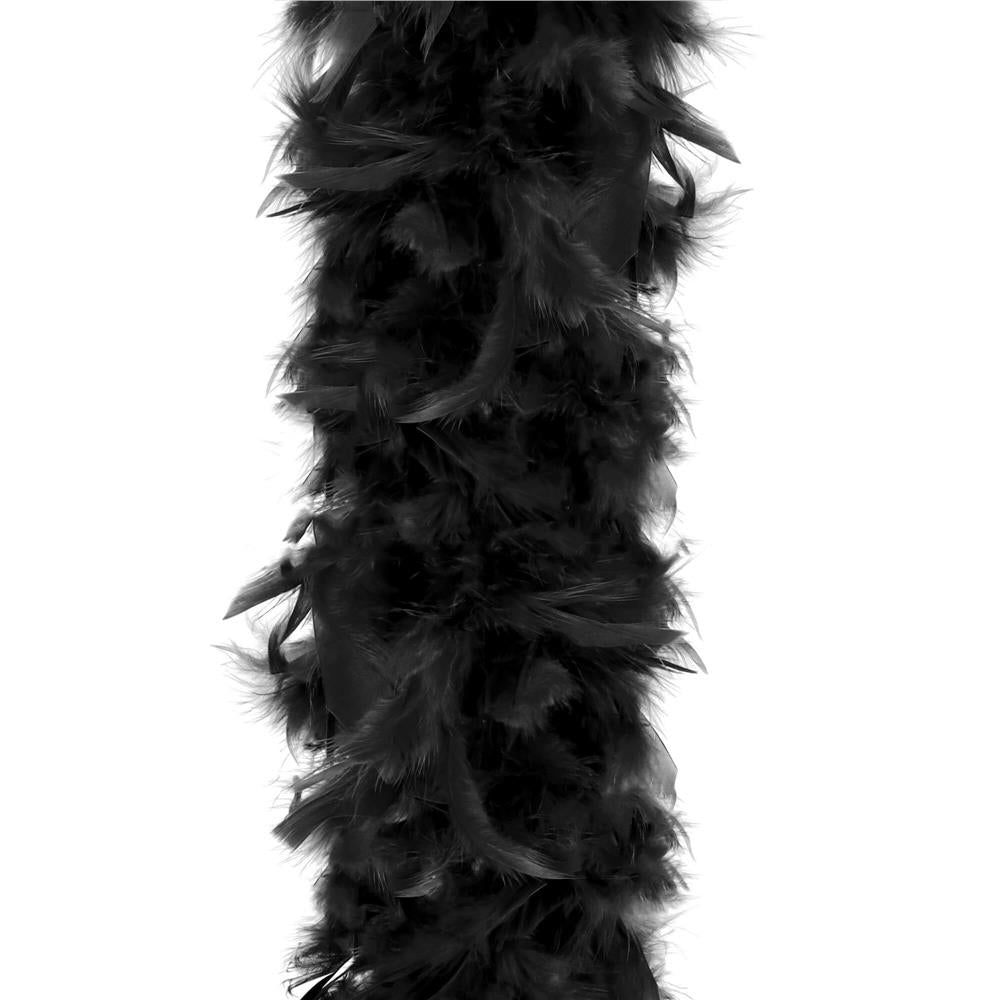 Ghirlanda pentru decor sau bradul de Craciun, model puf si pene, negru, 180cm
