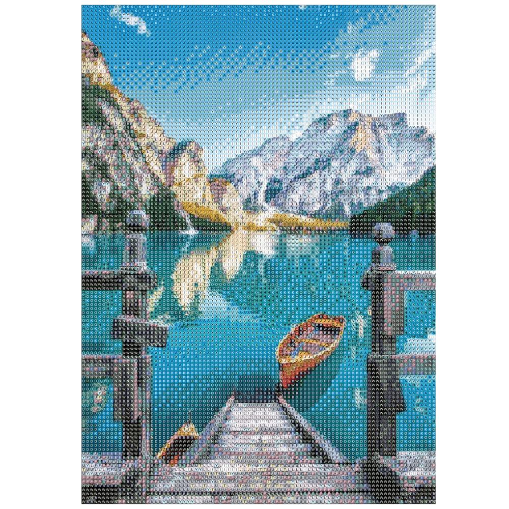 Set de broderie cu diamante 5D, 30x40cm, model Lac glaciar