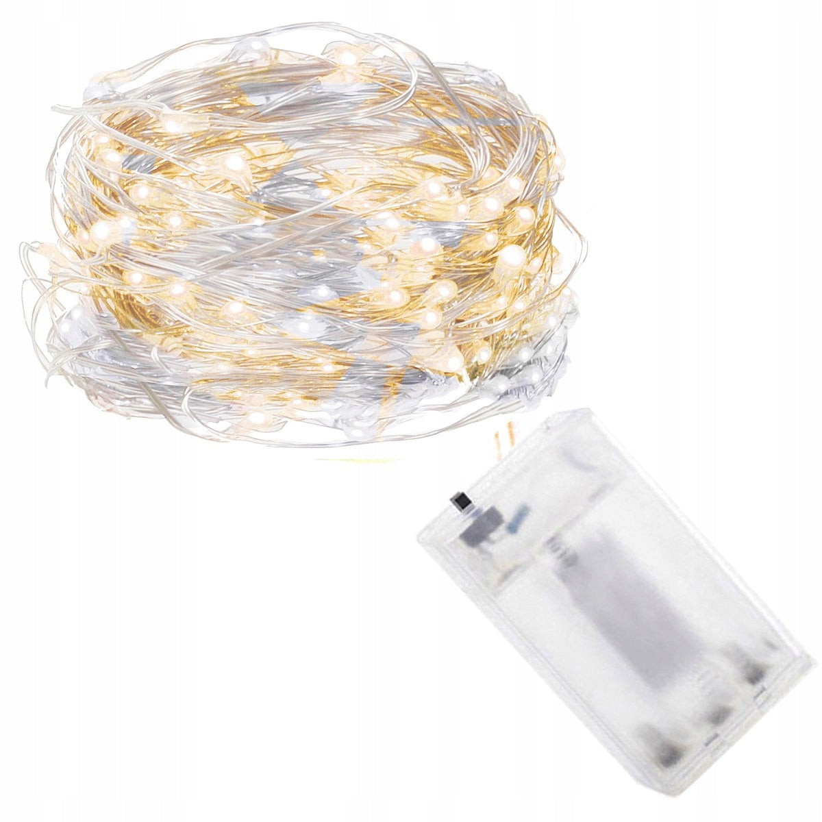 Instalatie lumina decorativa cu 100 LED-uri, 5m, cu alimentare pe baterii, iluminare alba