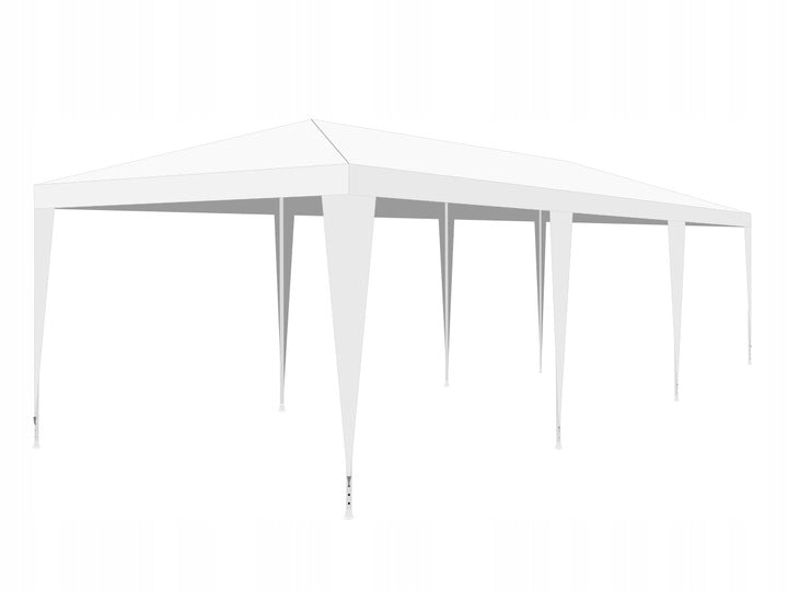 Cort pavilion 9x3m pentru gradina sau evenimente, cu 8 pereti laterali, alb - 5
