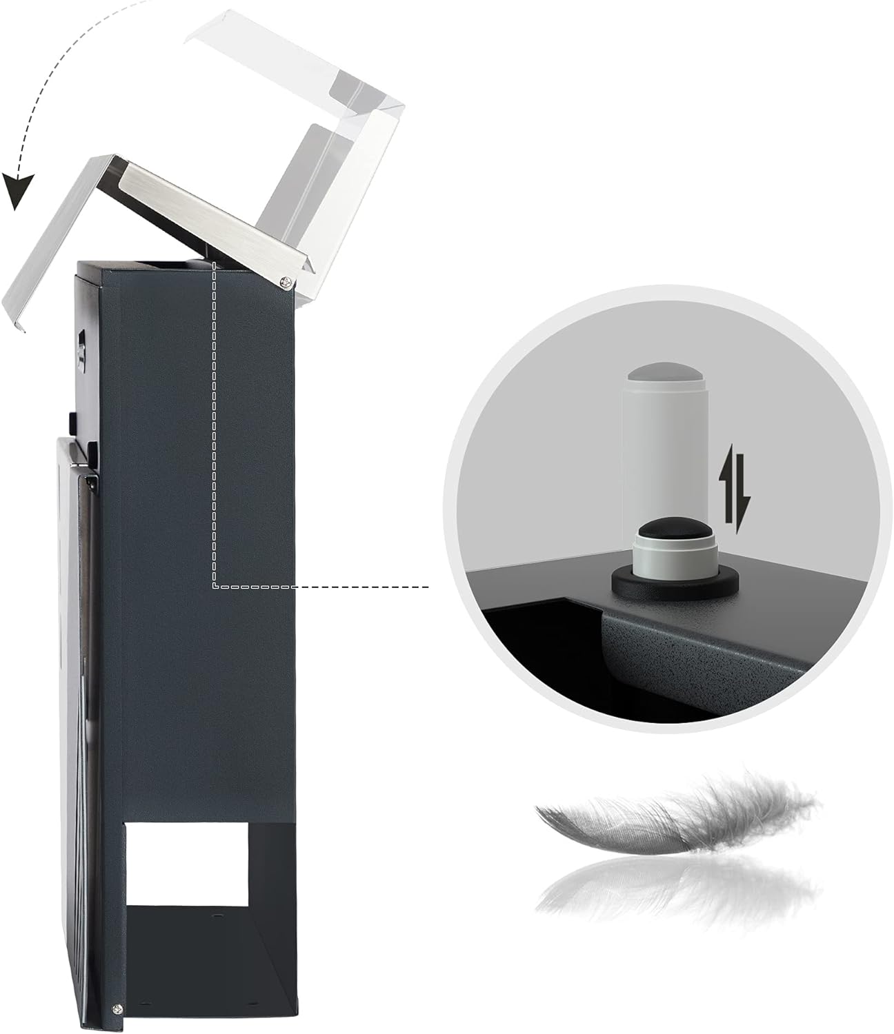 SONGMICS Cutie postala de exterior, pentru gard sau perete, din otel si inox, 37x11x37cm, argintiu inox si gri inchis