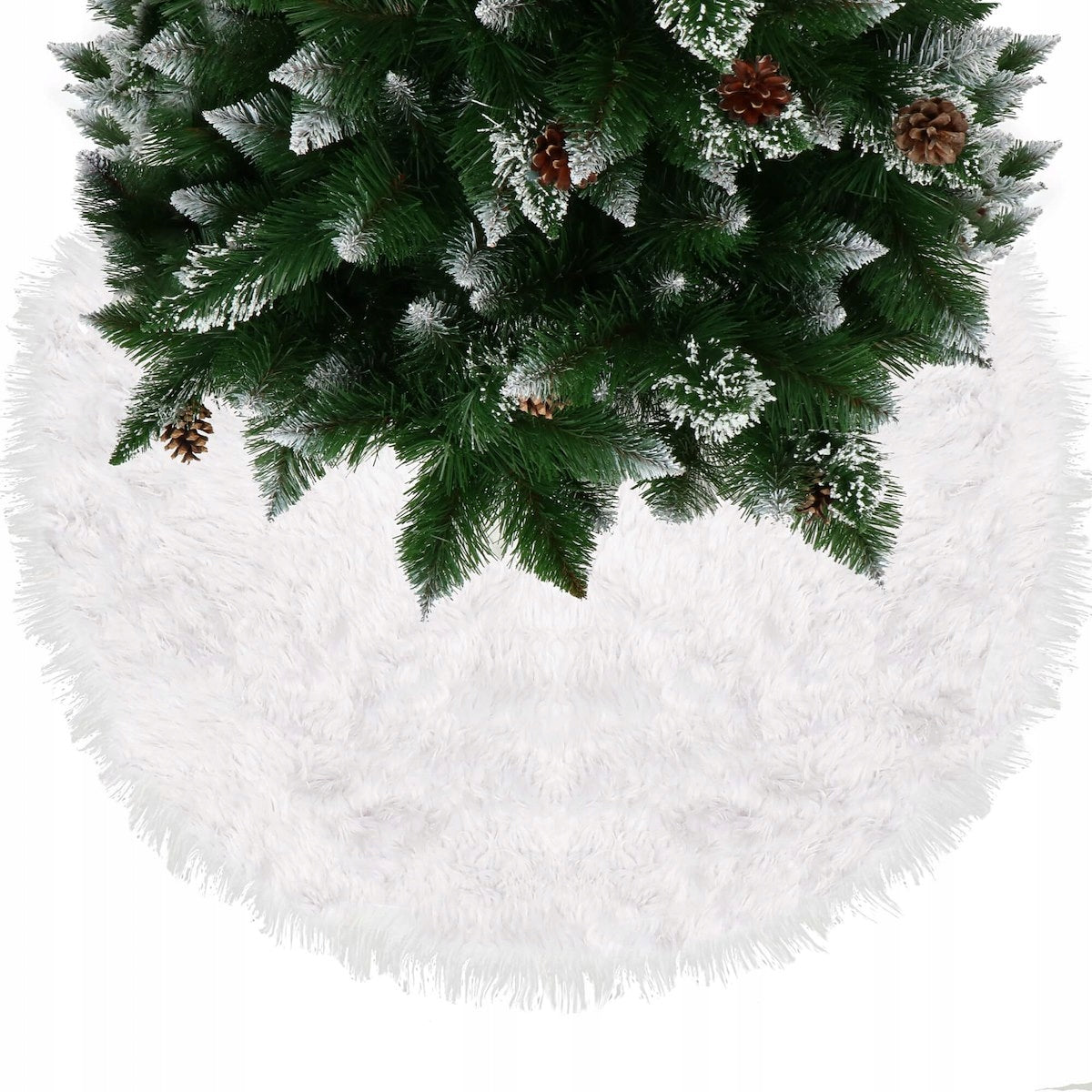 Covoras de pus sub bradul de Craciun, diametru 115 cm, imitatie blana alba