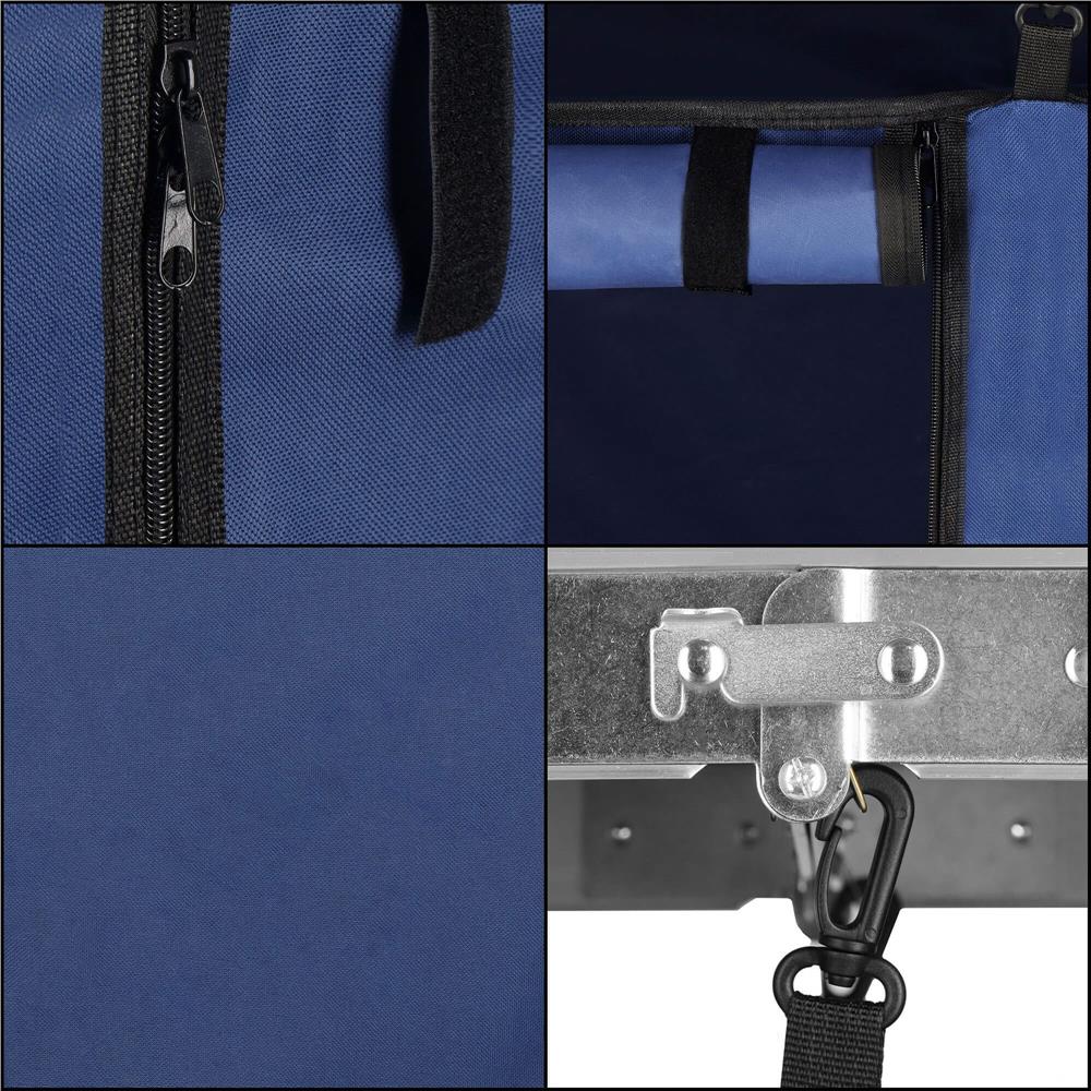 Masa camping pliabila cu spatiu depzoitare si cadru din aluminiu, blat MDF, 120x47x62/71cm, gri
