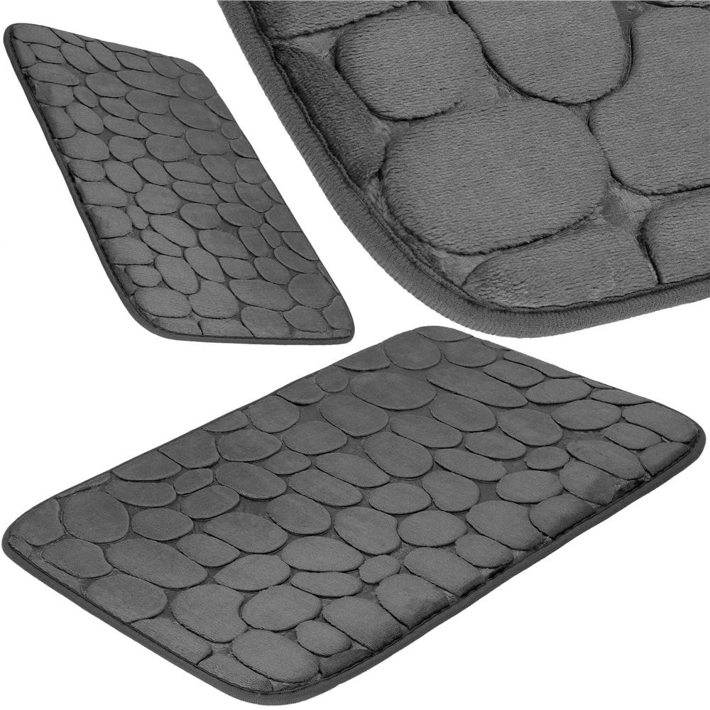 Covoras de baie antiderapant cu uscare rapida, 60x40 cm, gri inchis