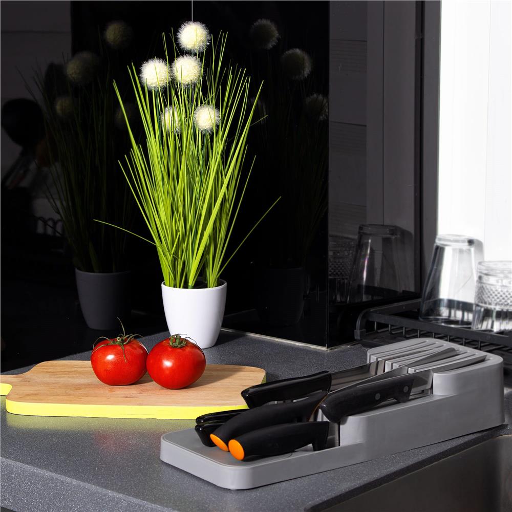 Organizator cutite pentru sertar, 9 compartimente, 40x14cm, gri