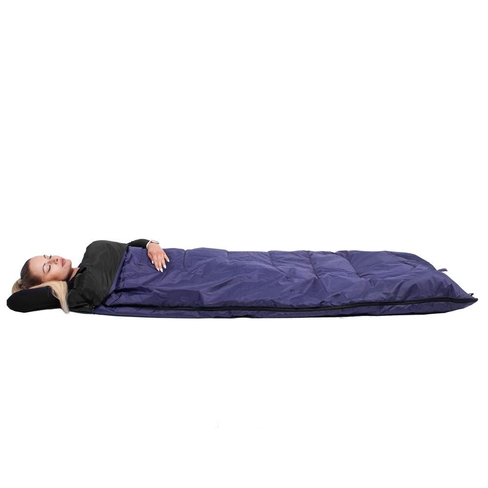 Sac de dormit, cu geanta de transport, 190x73cm, 10-25grade, culoare albastru inchis
