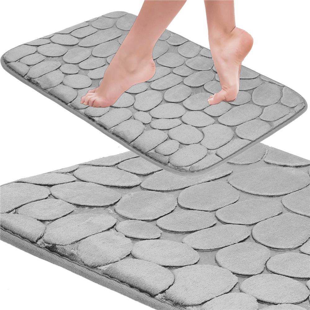 Covoras de baie antiderapant cu uscare rapida, 80x50 cm, gri