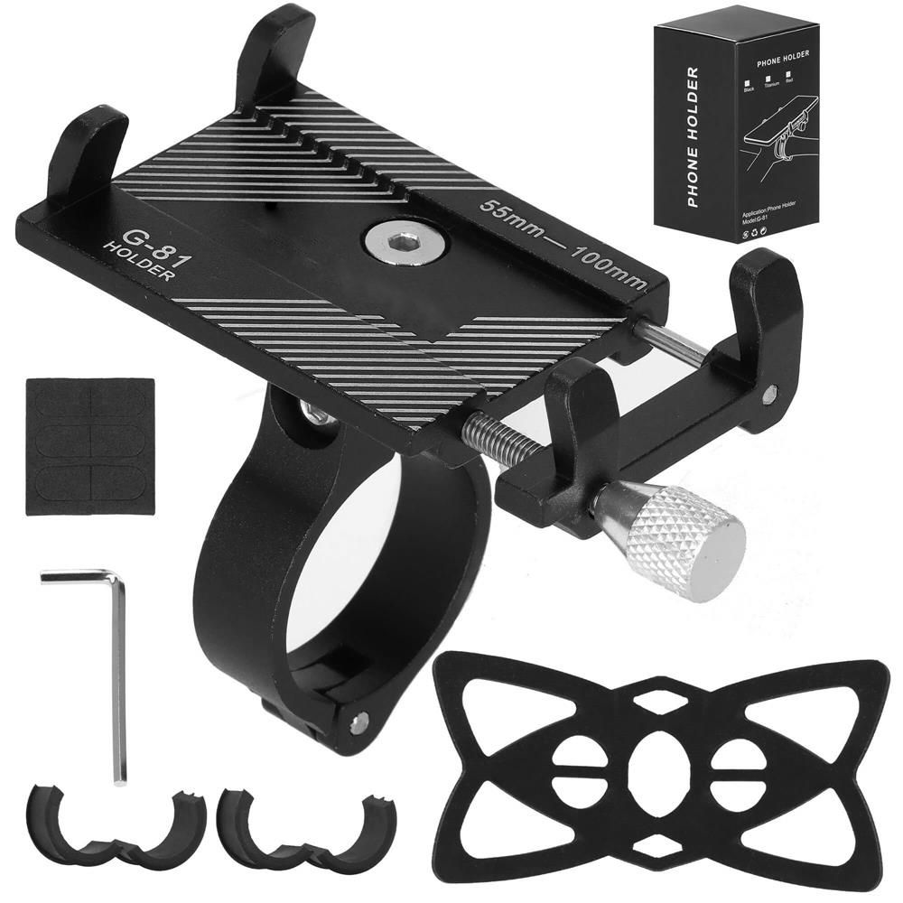 Suport de telefon pentru bicicleta, motocicleta, scuter, trotineta, din aluminiu, negru