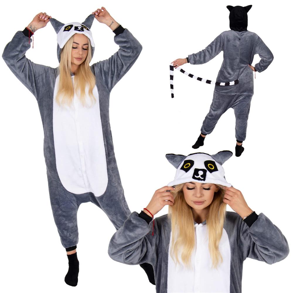 Pijama tip salopeta pentru adulti, model Lemur, marime L