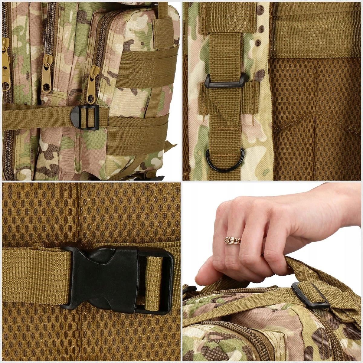 Rucsac militar pentru drumetie, impermeabil, ultra usor, 4 compartimente, culoare camuflaj