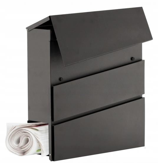 Cutie postala de exterior, pentru gard sau perete, din otel zincat, cu incuietoare, 37x11x37cm, gri
