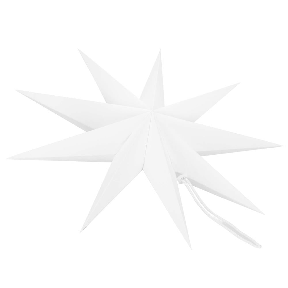 Stea decorativa 3D din hartie, cu 9 colturi, 60cm, alba