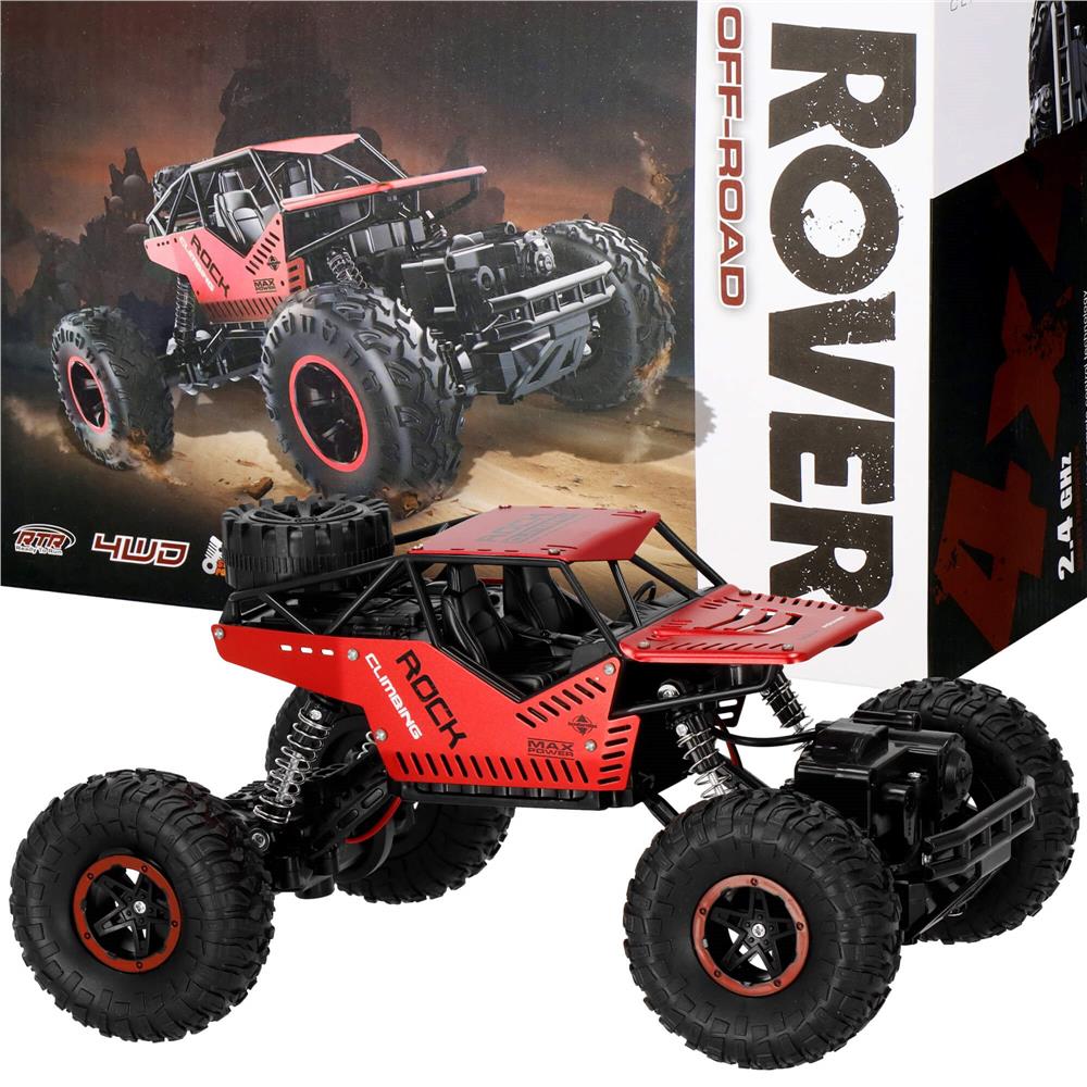 Masina Monster Truck Off-Road, 4x4, telecomanda, 26x14x17cm, rosu si negru