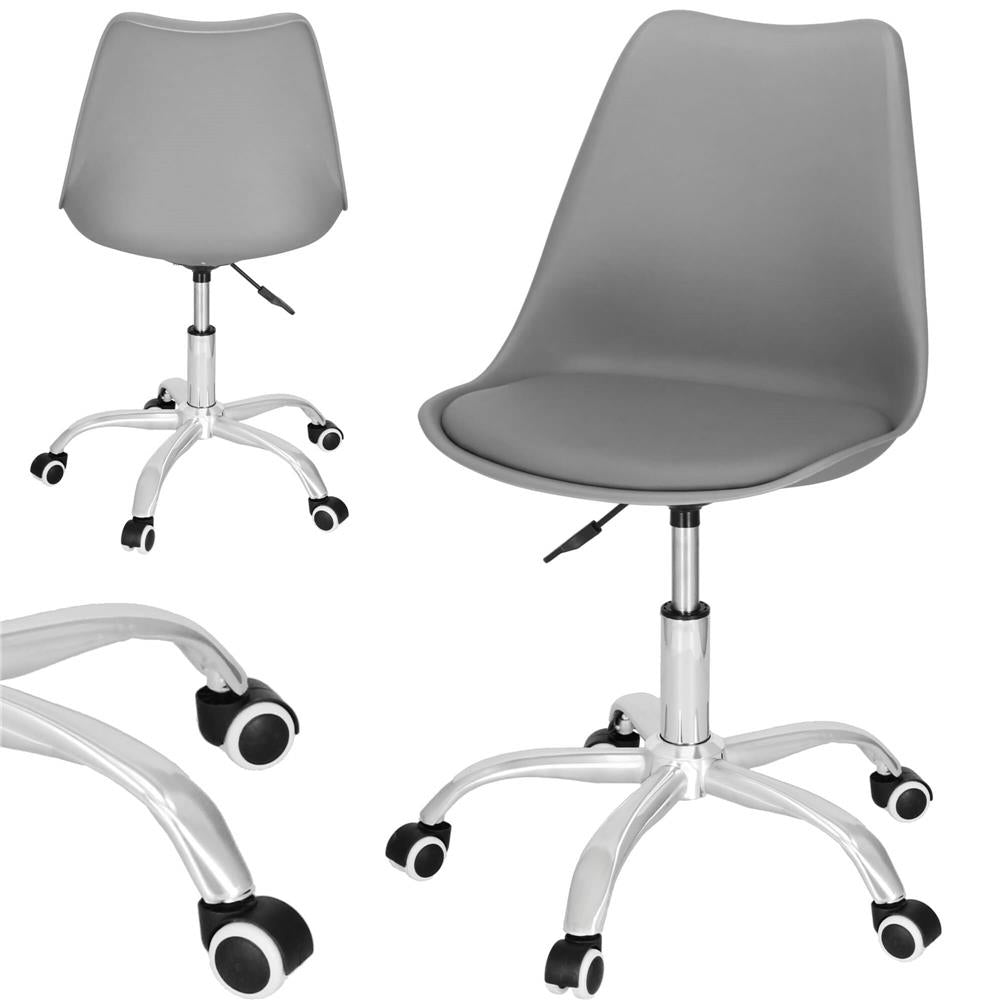 Scaun de birou ergonomic, piele ecologica, 150kg, baza otel, gri