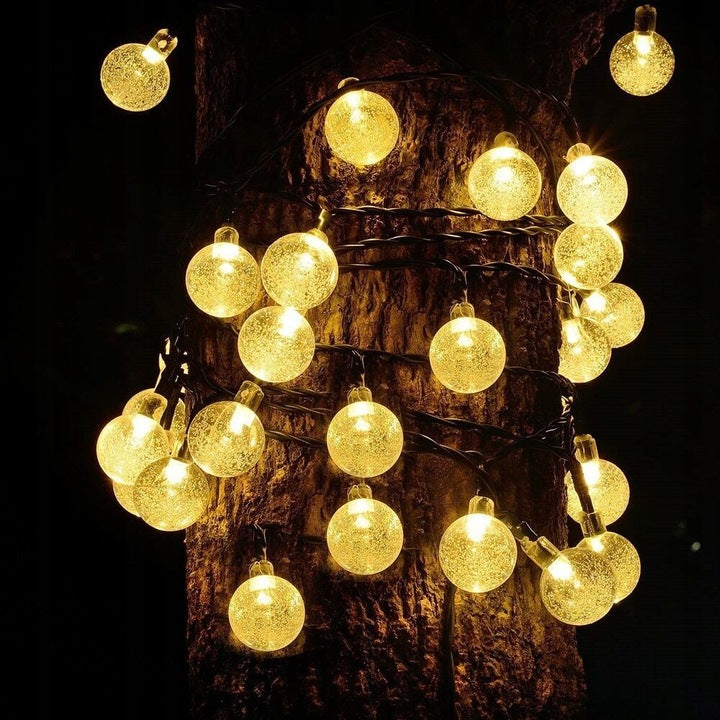 Ghirlanda luminoasa, LED, model Bubble, 50 becuri, 935cm, incarcare solara, lumina alb cald - 3