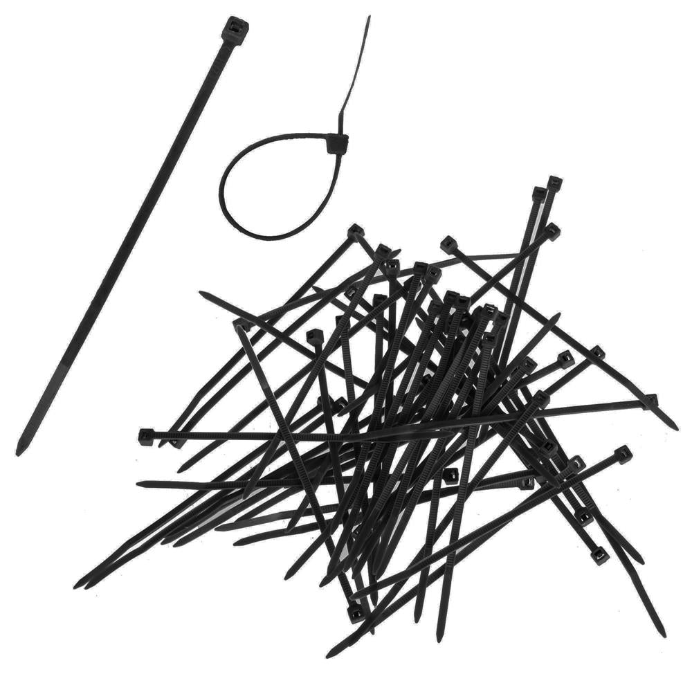 Set 100 bride zimtate din nailon, 2.5x100mm, cu autoblocare, tip colier, pentru fixare si legare, negre