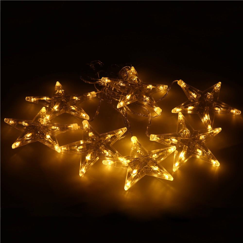 (DL) Ghirlanda luminoasa tip perdea cu stelute 72 LED-uri, 2m, pentru interior/exterior, iluminare alb
