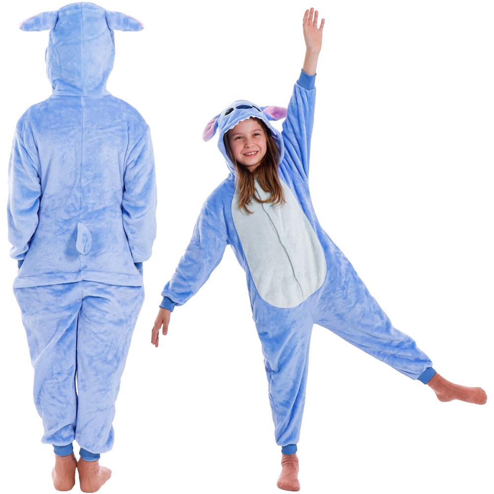 Pijama tip salopeta pentru copii, model stitch, marime 120-130cm
