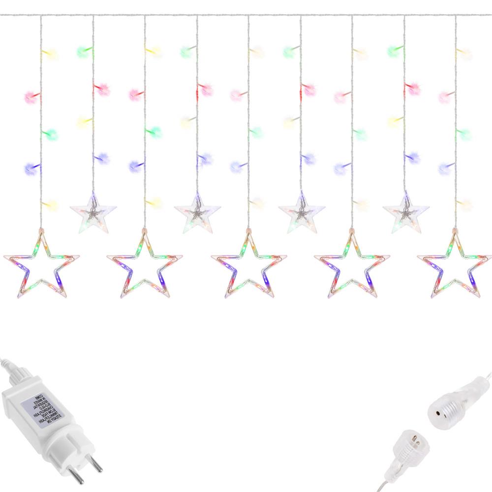 Ghirlanda luminoasa tip perdea cu stelute 138 LED-uri, 2m, pentru interior/exterior, iluminare multicolor