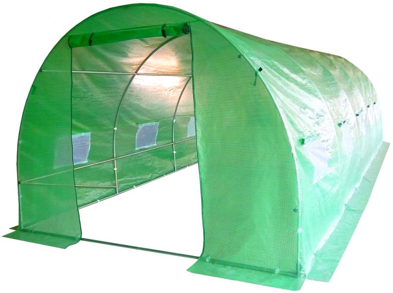 Sera de gradina, tip tunel cu cadru metalic, 200x450cm, verde, 9mp (ventilatie suplimentara)