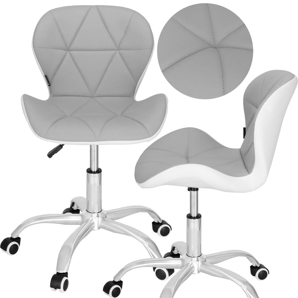 Scaun de birou ergonomic, tapitat cu piele ecologica, 120kg, alb gri