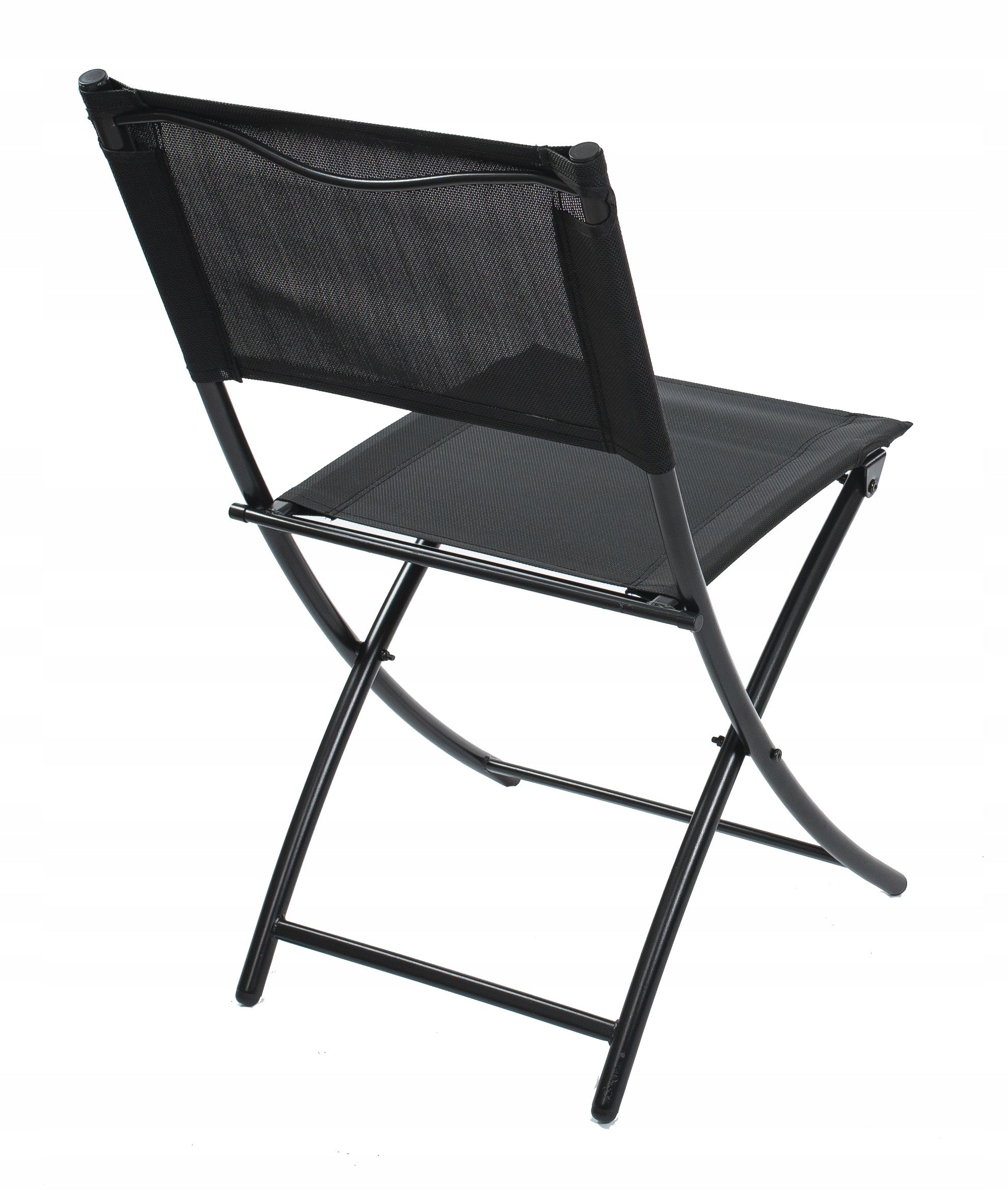 Set mobilier gradina sau balcon, masa semirotund sticla cu 2 scaune pliabile, gri
