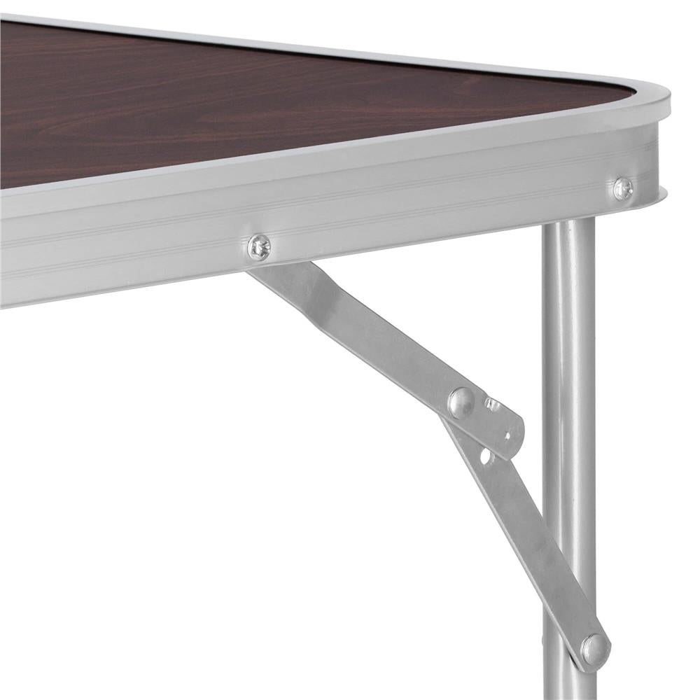 Masa camping pliabila cu cadru din aluminiu, blat MDF, 70x50x60cm, maro