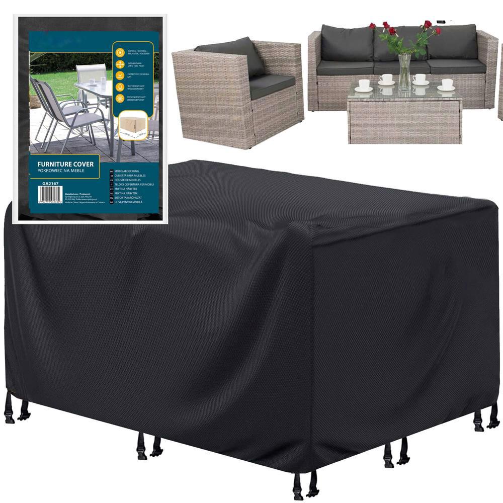 Husa mobilier gradina, impermeabila, cu protectie UV, 200x160x70cm, negru