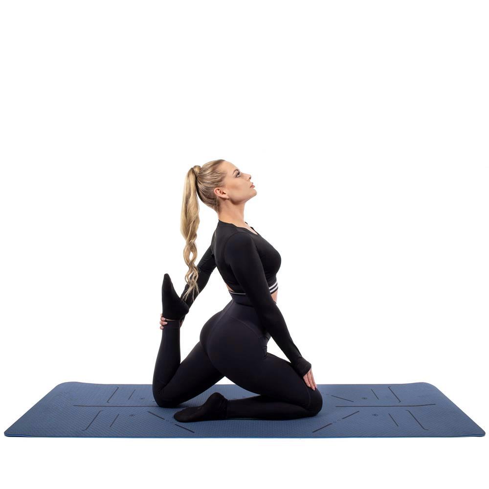 Saltea pentru antrenament, yoga, fitness, aerobic, pilates, exercitii la sol, 183x61cm, albastru