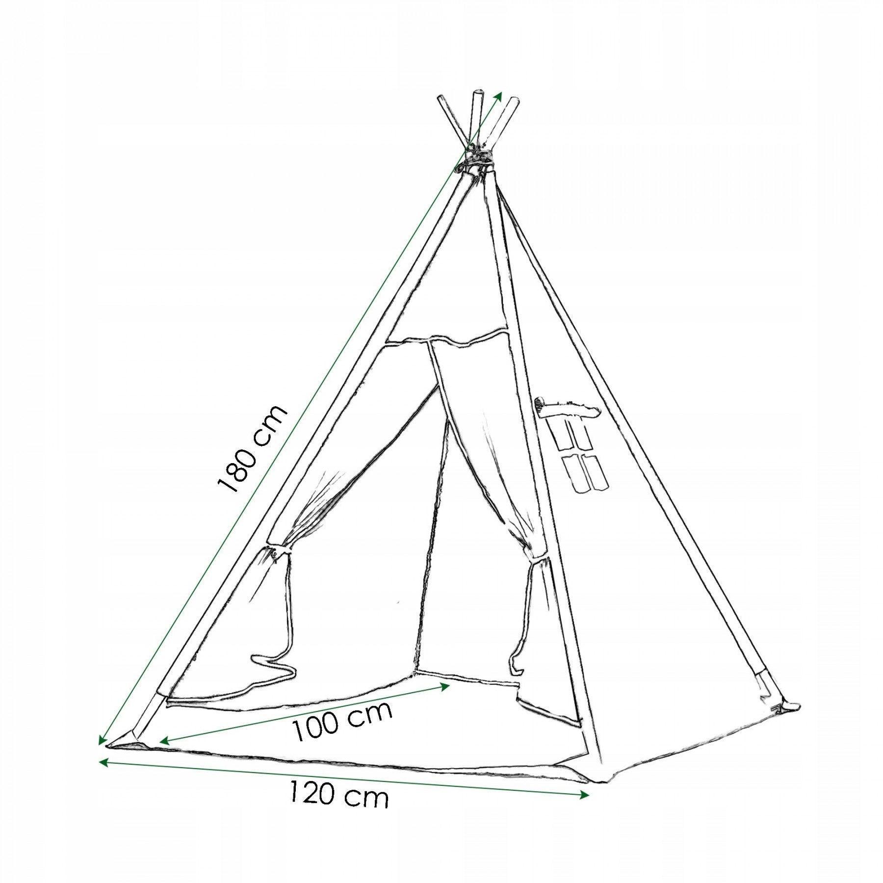Cort copii Sersimo stil indian Teepee Tent cu fereastra, covoras gros si 2 perne, alb negru cu norisori