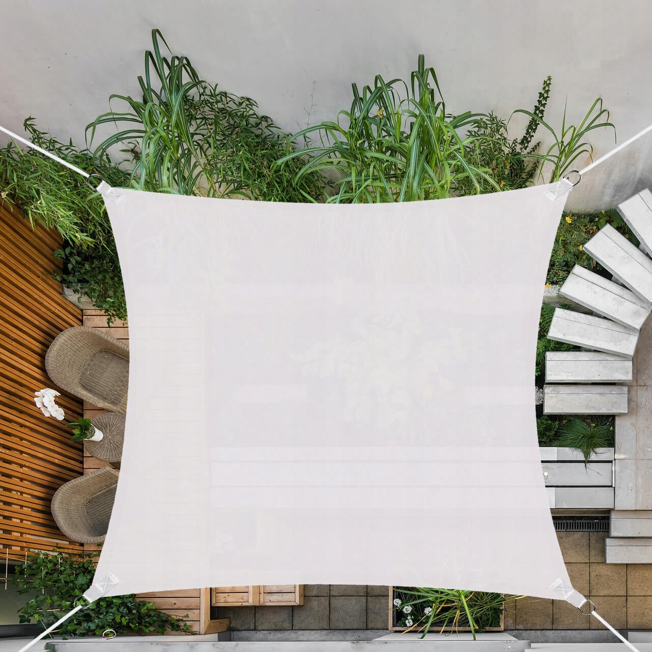 Copertina prelata de soare Sersimo SN125, patrata, impermeabila cu protectie UV, 4x4m, gri deschis
