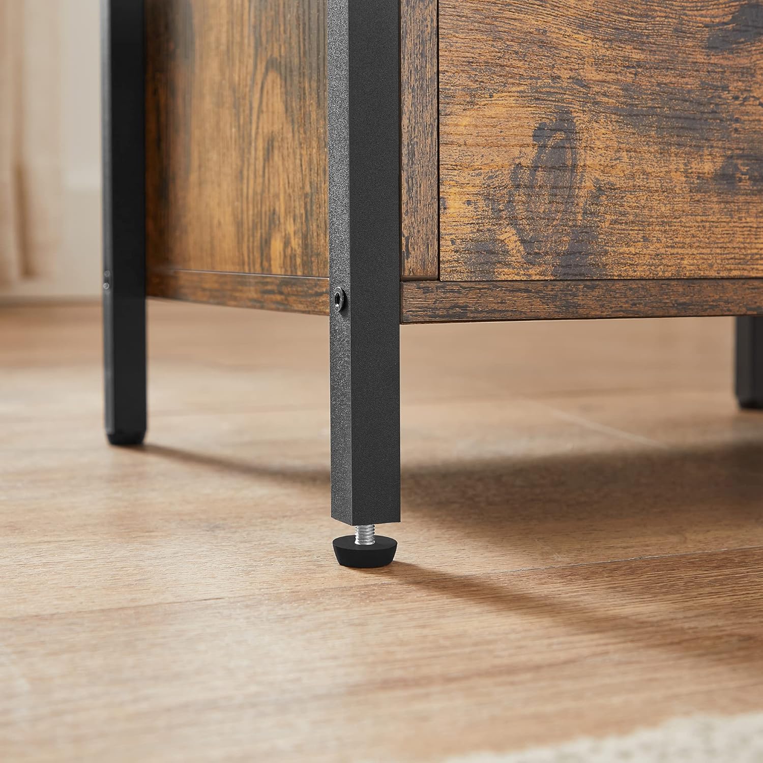 Noptiera cu 2 sertare pentru dormitor, design industrial, 28x38x60cm, maro si negru