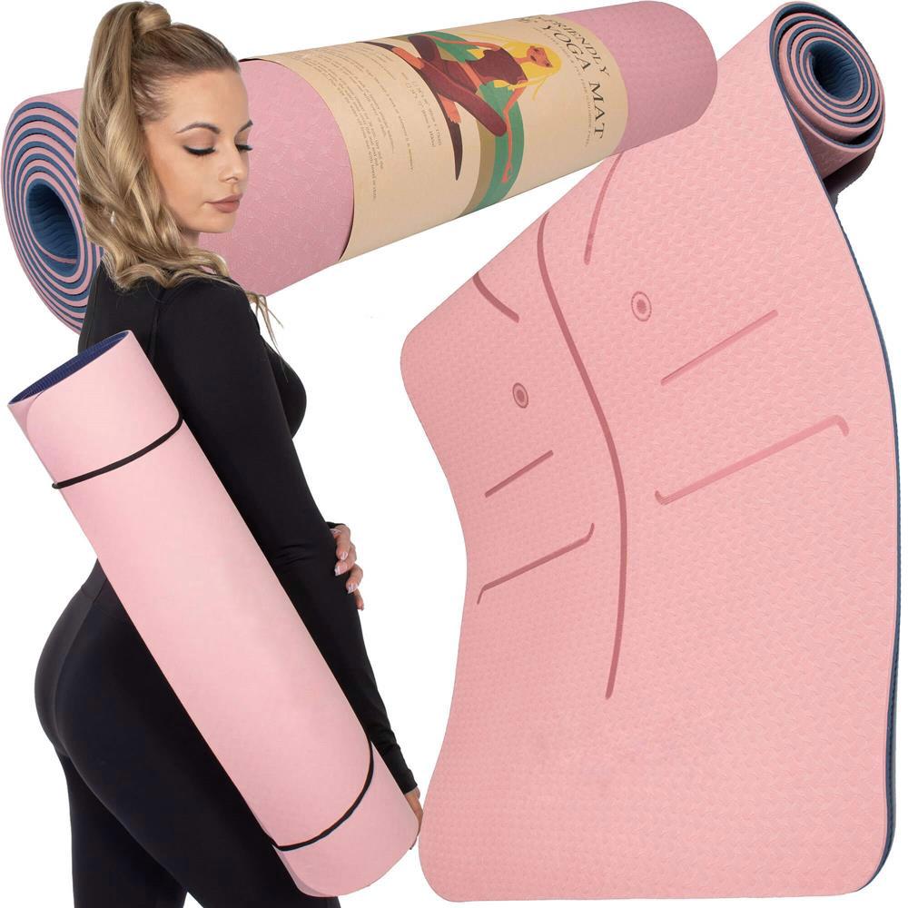 Saltea pentru antrenament, yoga, fitness, aerobic, pilates, exercitii la sol, 183x61cm, roz