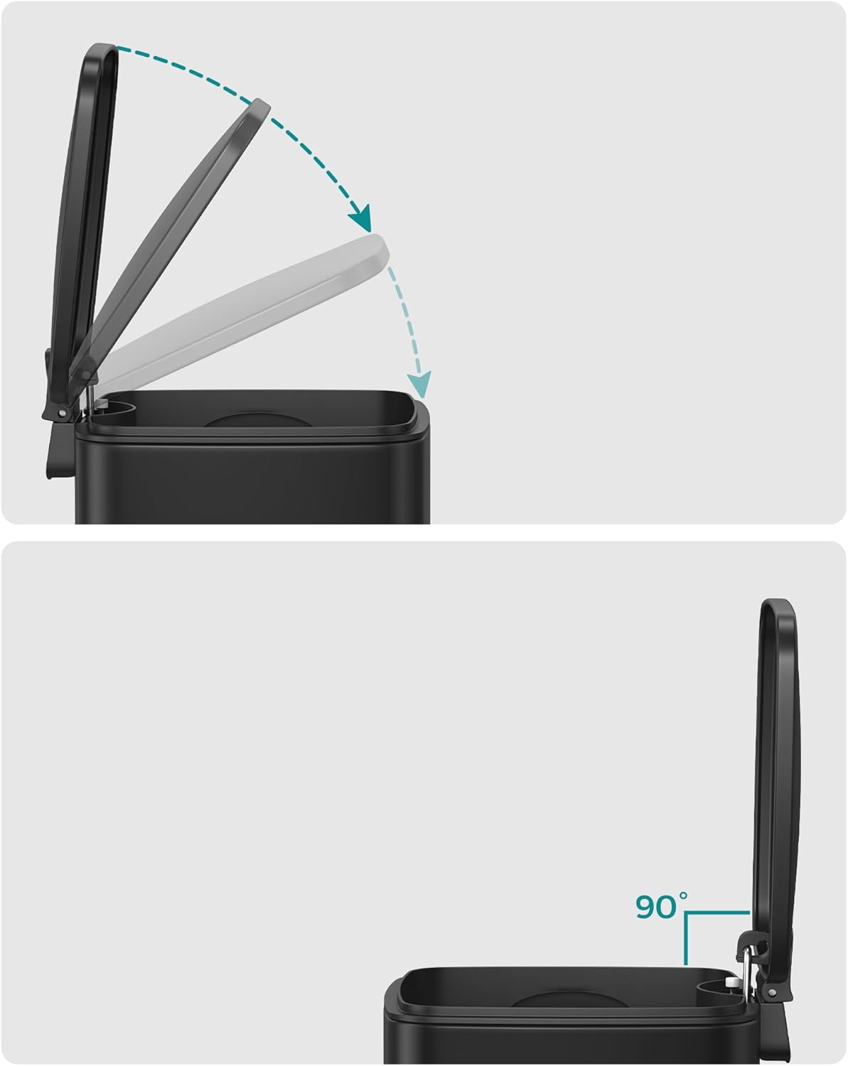 SONGMICS Cos de gunoi pentru baie, cu pedala si soft-close, 6 litri, negru